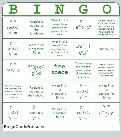 AP CALC AB Bingo