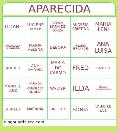 APARECIDA Bingo Card 2