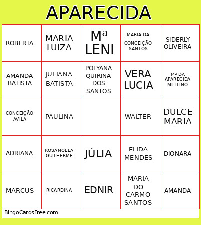 APARECIDA Bingo Card