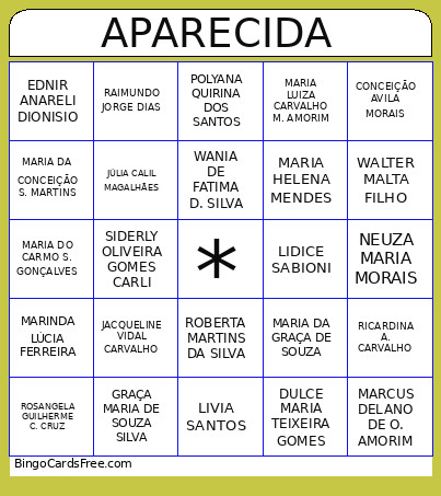 APARECIDA Bingo Card