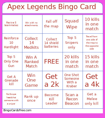 Apex Legends Bingo Card