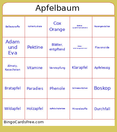 Apfelbaum Bingo Card