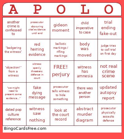 Apollo Justice Hd Bingo Card