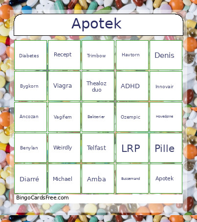 Apotek Bingo Card