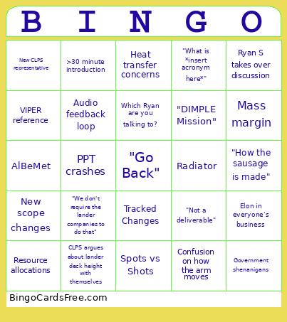 Appendix A Bingo Card