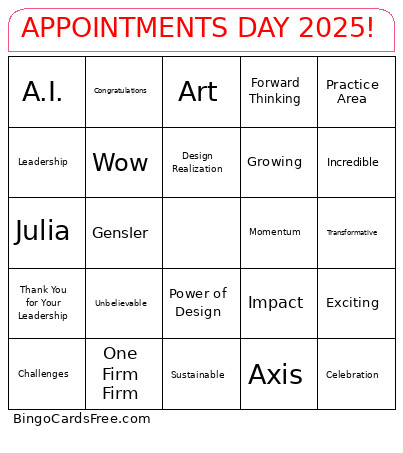 APPOINTMENTS DAY 2025! Bingo Card