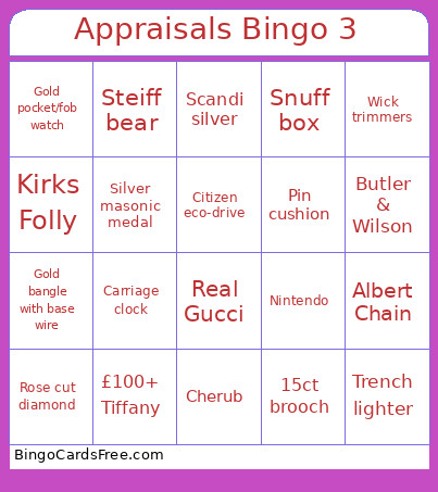 Appraisals 3 Bingo Card