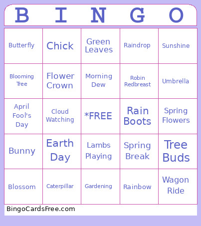 April Bingo Card