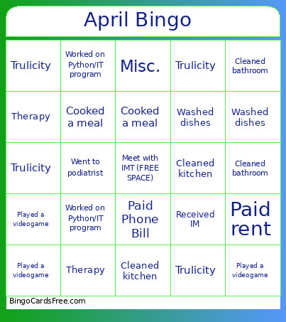 April Bingo Card