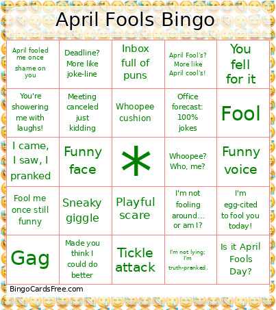 April Fools Bingo Card