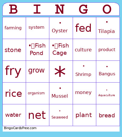 Aqua Bingo Card