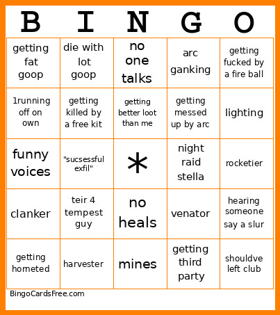 Arc Raider Bingo Card