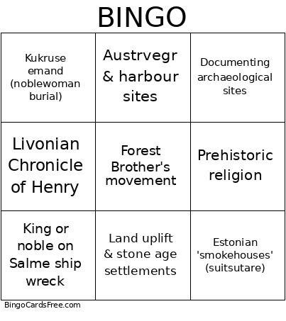 Archaeology For Non-Archaeologists Bingo Card
