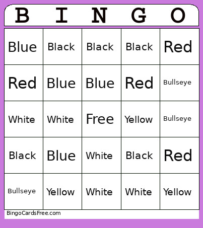 Archery Bingo Card