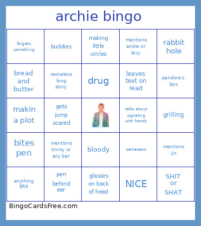 Archie Bingo Card