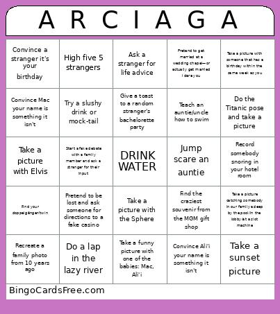 arciaga reunion Kid version Bingo