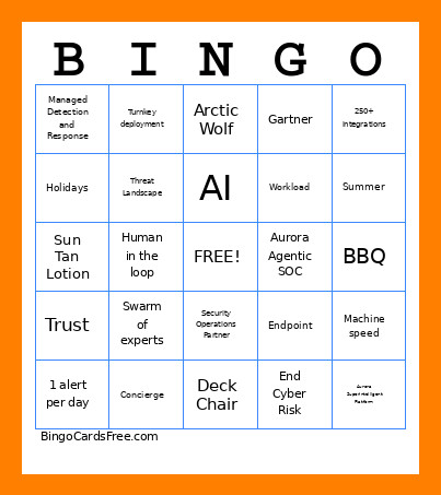 Arctic Wolf Bingo Card