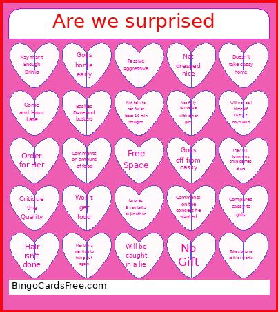 Are We Surprised Bingo Card