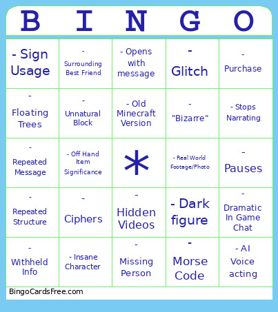 ARG Bingo Card