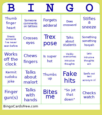 Ariya Bingo Card