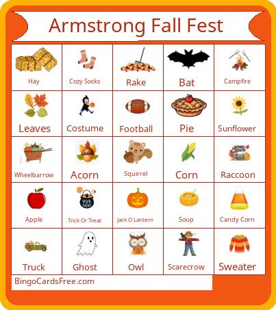 Armstrong Fall Fest Bingo