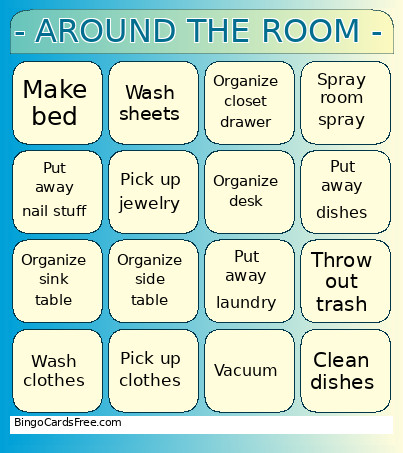 Around The Room Clean Up Bingo Card