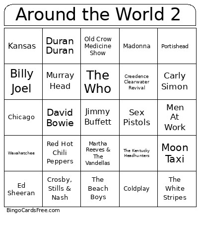 Around The World 2 Bingo Card
