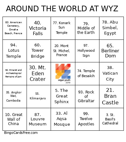 AROUND THE WORLD AT WYZ Bingo Card