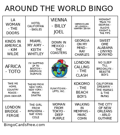 AROUND THE WORLD Bingo Card
