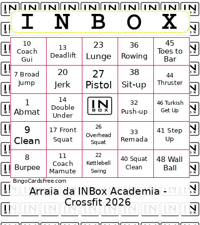Arraia Da Academia In Box 2026 Bingo Card