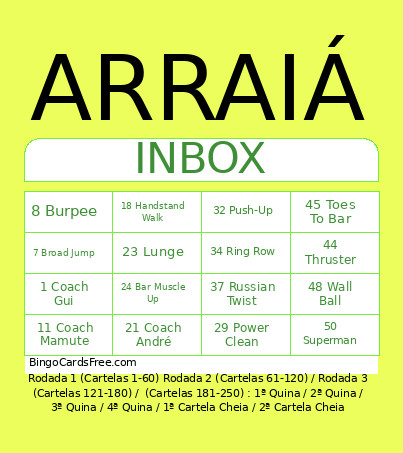 Arraia Inbox CrossFit Bingo Card