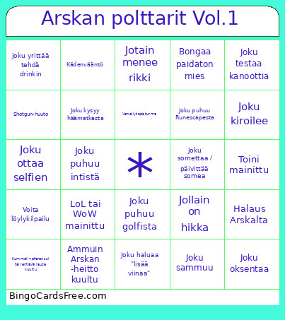 Arskan Polttarit Vol.1 Bingo Card