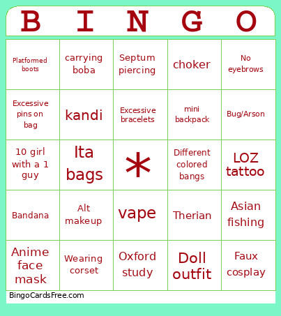 Arson Bingo Card