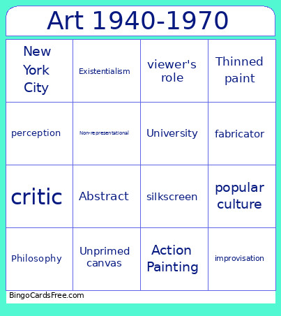 Art 1940-1970 Bingo Card