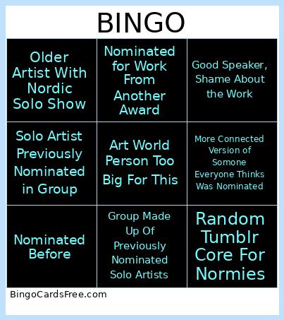 art awards Bingo