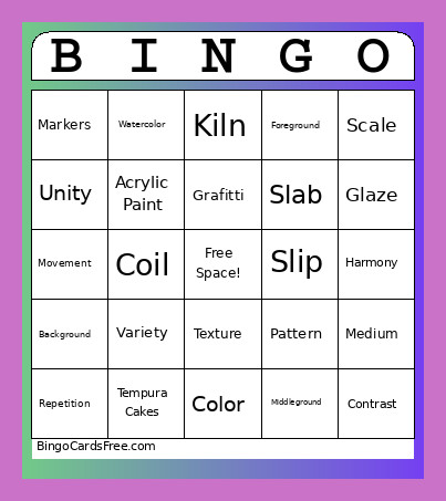 Art Bingo Card