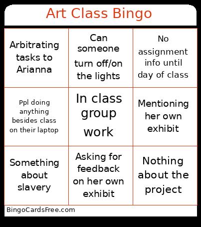 Art Class Bingo Card