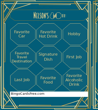 Art Deco Bday Bingo Card