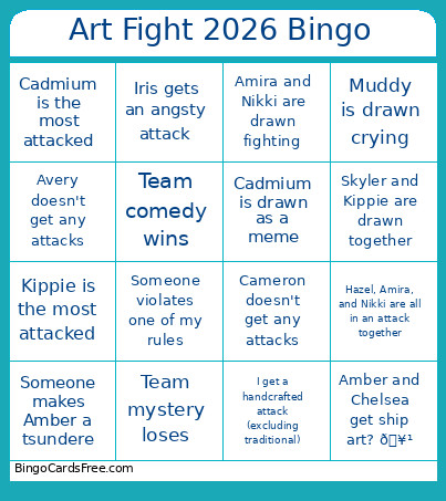 Art Fight 2026 Bingo Card