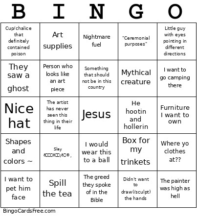 Art Museum Bingo Card