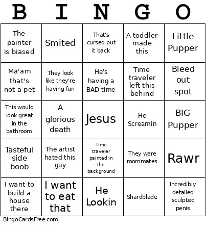 Art Museum - E Bingo Card