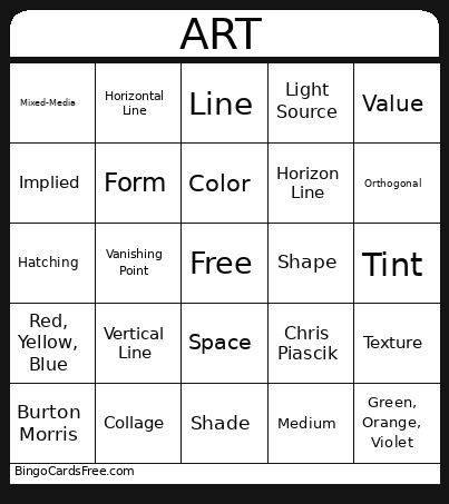 Art Review Bingo Card