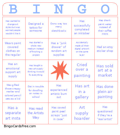 Artist Bingo Card