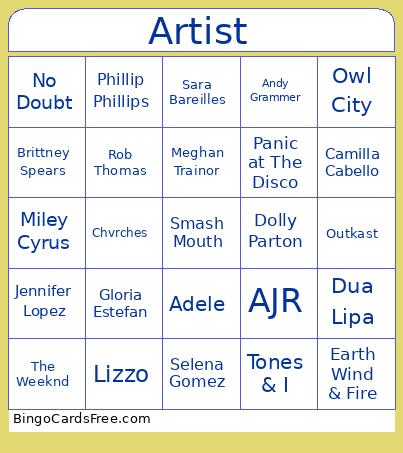 Artists Bingo