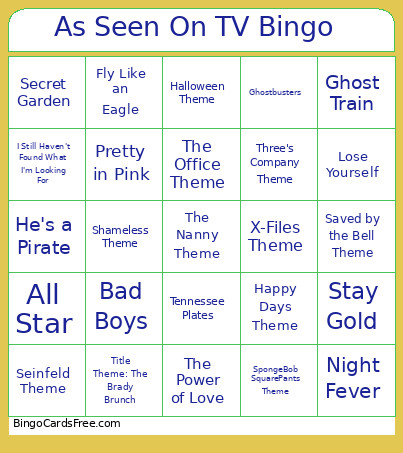 As Seen On TV Bingo Card