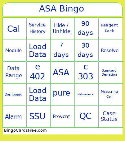 ASA Bingo Card