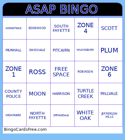 ASAP Bingo Card