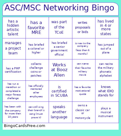 ASC/MSC Networking Bingo Card