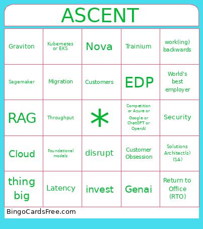 Ascent Bingo Card