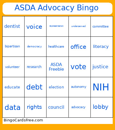 ASDA Advocacy Bingo Card